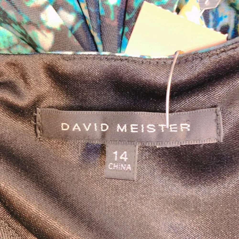 NWT David Meister Black, Turquoise, & Blue Snake Print Dress Size 14 - Picture 6 of 8